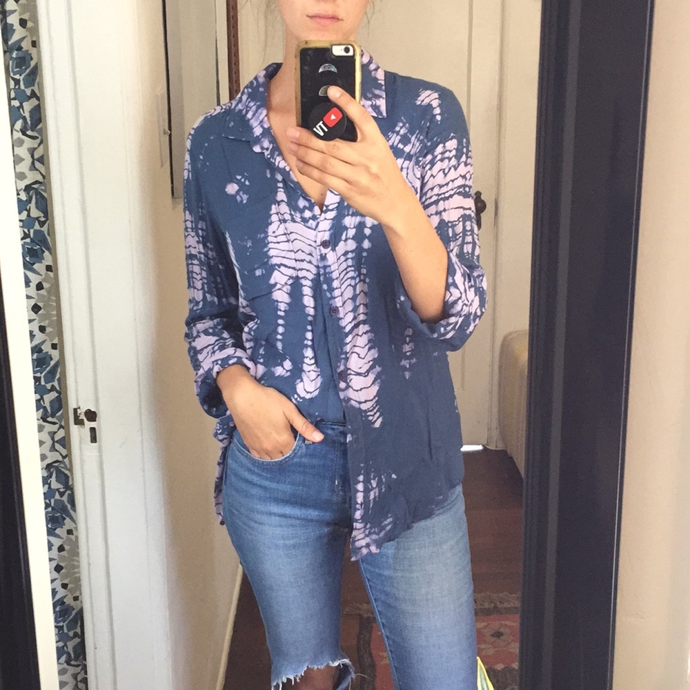 Bella Dahl Rolled Sleeve Tie Dye Button Down